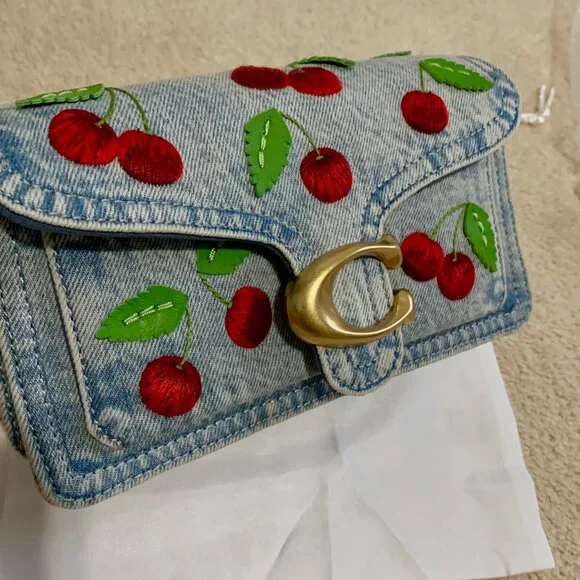 Coach Denim Tabby 20 with Cherries NWT - Picture 10 of 13